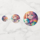 Mooi kleurrijk anime meisje confetti (Voorkanten)