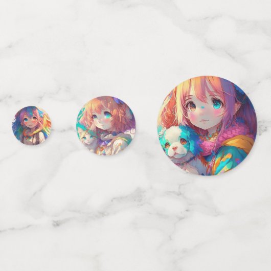 Mooi kleurrijk anime meisje confetti (Voorkanten)