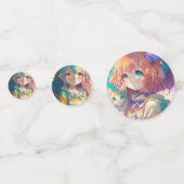 Mooi kleurrijk anime meisje confetti (Achterkanten)