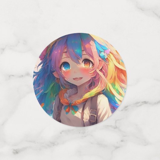 Mooi kleurrijk anime meisje confetti (Kleine voorkant)