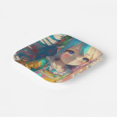 Mooi kleurrijk anime meisje papieren bordje (Gebogen)