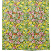 Mooi kleurrijk bloemmotief roze geel douchegordijn (Voorkant)