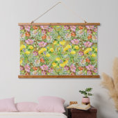 Mooi kleurrijk bloemmotief roze geel hangend wandkleed (Slaapkamer)