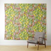 Mooi kleurrijk bloemmotief roze geel wandkleed (In Situ (horizontaal))