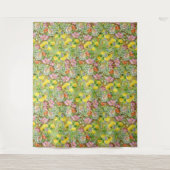 Mooi kleurrijk bloemmotief roze geel wandkleed (Voorkant)