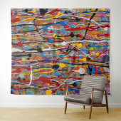 mooi kleurrijk spatpatroon wandkleed (In Situ (horizontaal))