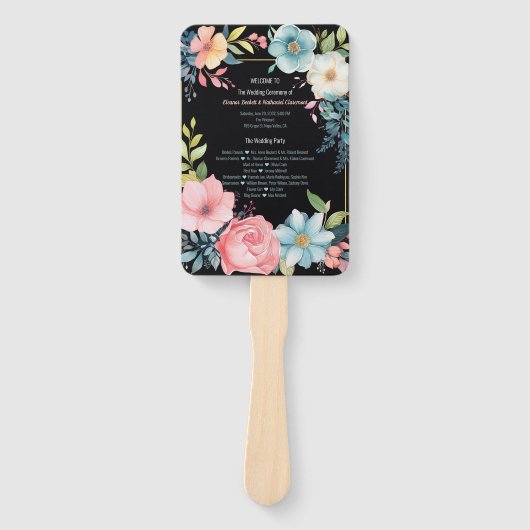 Mooi kleurrijk Waterverf bruiloft programma Handwaaier (Voorkant)