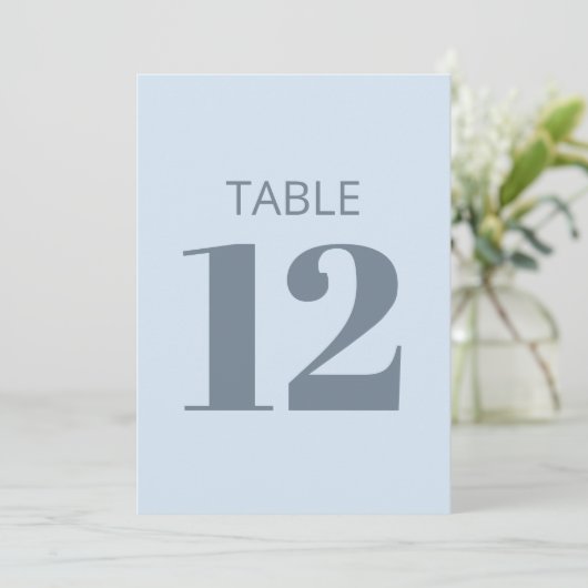 Mooi Koel Zachte Lichtblauwe Moderne Tafel Nummer  Kaart (Staand voorkant)