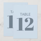 Mooi Koel Zachte Lichtblauwe Moderne Tafel Nummer  Kaart (Voorkant / Achterkant)