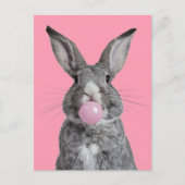 Mooi Konijn Kauwen Roze Bubble Gum Briefkaart (Voorkant)