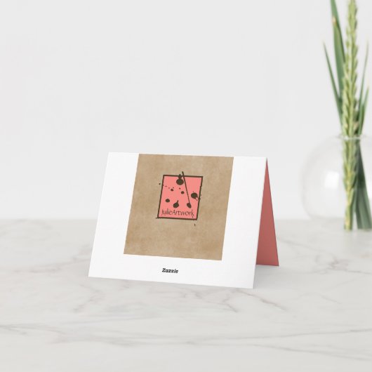 Mooi koraal bruin hart dank u kaart (Achterkant)