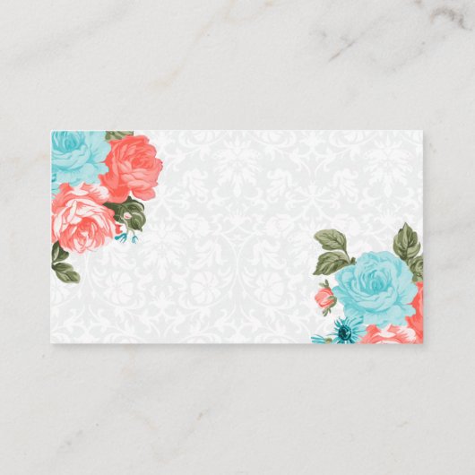 Mooi koraal en turkooizen bloemen informatiekaartje (Achterkant)