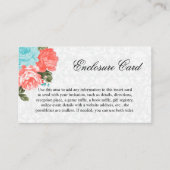 Mooi koraal en turquoise bloemen informatiekaartje (Voorkant)