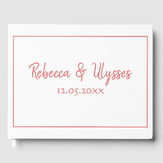 Mooi koraal en wit gastenboek (Voorkant)