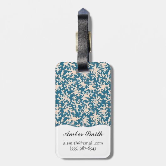 Mooi koraalpatroon bagagelabel (Achterkant verticaal)