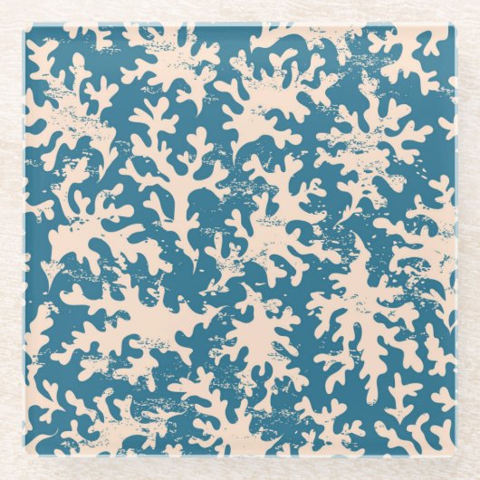 Mooi koraalpatroon glazen onderzetter (Voorkant)