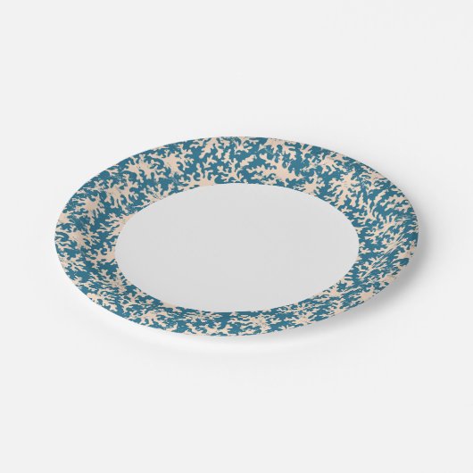 Mooi koraalpatroon papieren bordje (Gekanteld)