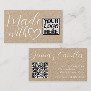 Mooi Kraft papier gemaakt met liefde Logo QR-code Visitekaartje