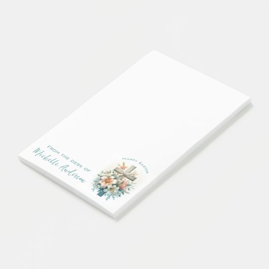 Mooi kruis met paaslelies gepersonaliseerd post-it® notes (Schuin)