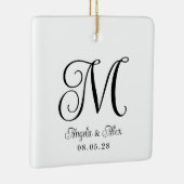 Mooi Krullend Trouw Monogram Foto Keramisch Ornament (Rechts)