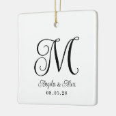 Mooi Krullend Trouw Monogram Foto Keramisch Ornament (Links)