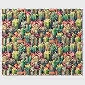 Mooi kubisch cactus patroon cadeaupapier (Vlak)