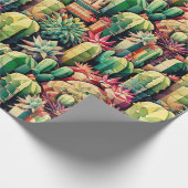 Mooi kubisch cactus patroon cadeaupapier (Hoek)