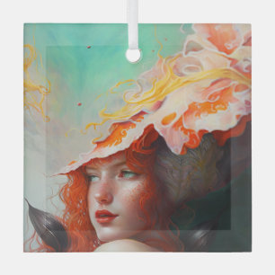 Mooi kunstzinnig Abstract meisje met rode gehaaste Glas Ornament