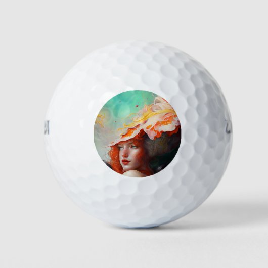 Mooi kunstzinnig Abstract meisje met rode gehaaste Golfballen (Voorkant)