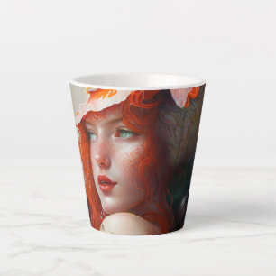 Mooi kunstzinnig Abstract meisje met rode gehaaste Latte Mok