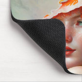 Mooi kunstzinnig Abstract meisje met rode gehaaste Muismat (Hoek)