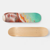 Mooi kunstzinnig Abstract meisje met rode gehaaste Persoonlijk Skateboard (Horizontaal)