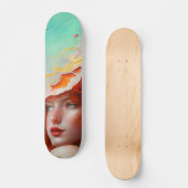 Mooi kunstzinnig Abstract meisje met rode gehaaste Persoonlijk Skateboard (Voorkant)