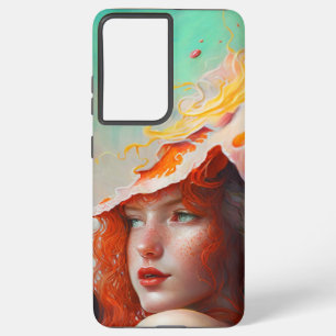 Mooi kunstzinnig Abstract meisje met rode gehaaste Samsung Galaxy Hoesje