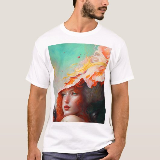 Mooi kunstzinnig Abstract meisje met rode gehaaste T-shirt (Voorkant)