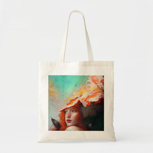 Mooi kunstzinnig Abstract meisje met rode gehaaste Tote Bag (Voorkant)