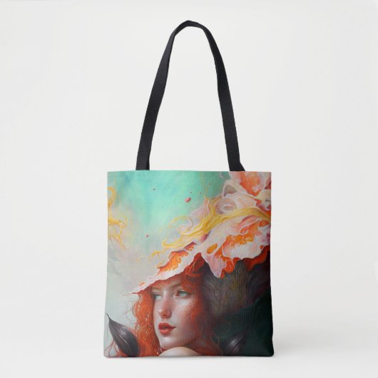 Mooi kunstzinnig Abstract meisje met rode gehaaste Tote Bag (Voorkant)