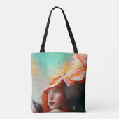 Mooi kunstzinnig Abstract meisje met rode gehaaste Tote Bag (Achterkant)
