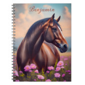 Mooi Kwartier Paard met bloemen Naam Notitieboek (Voorkant)