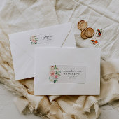 mooi label met roze blozige bloemen