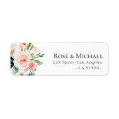 mooi label met roze blozige bloemen (Voorkant)