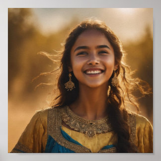 mooi lachend meisje muur poster