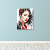 Mooi Lady Ink Portret Canvas Afdruk (Insitu (Houten vloer))