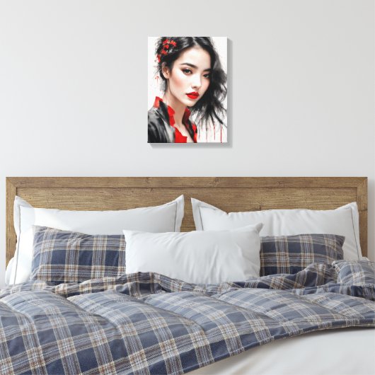 Mooi Lady Ink Portret Canvas Afdruk (Insitu (Slaapkamer))