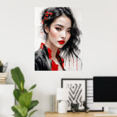 Mooi Lady Ink Portret Poster (Thuiskantoor)