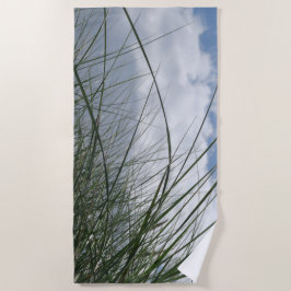 mooi, landschap, duinen, gras, hemel, zomer, strandlaken