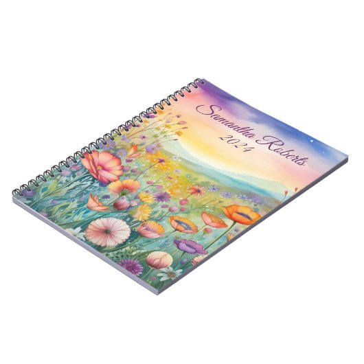 Mooi landschap met bloemen notitieboek (Linkerzijde)