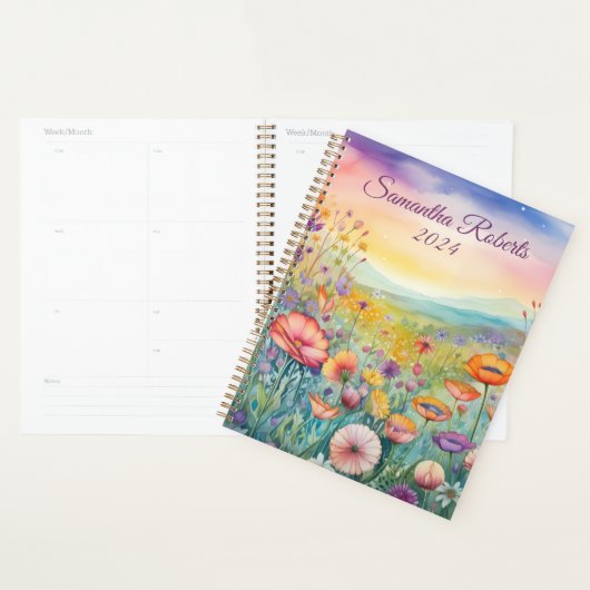 Mooi landschap met bloemen planner (Display)