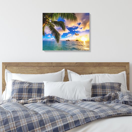Mooi Lanikai Beach Hawaii Canvas Afdruk (Insitu (Slaapkamer))