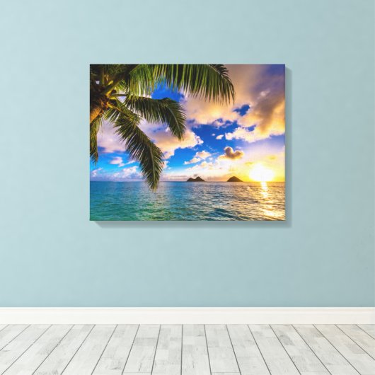 Mooi Lanikai Beach Hawaii Canvas Afdruk (Insitu (Houten vloer))